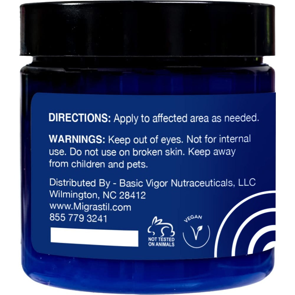 Basic Vigor Migrastil Extra Strength Soothing Cream for Feet, Legs, and Hands Cooling Comfort Formula. Made in The USA. Vegan and Cruelty-Free, Non-Greasy, Gentle, Non-Burning (4 oz.)