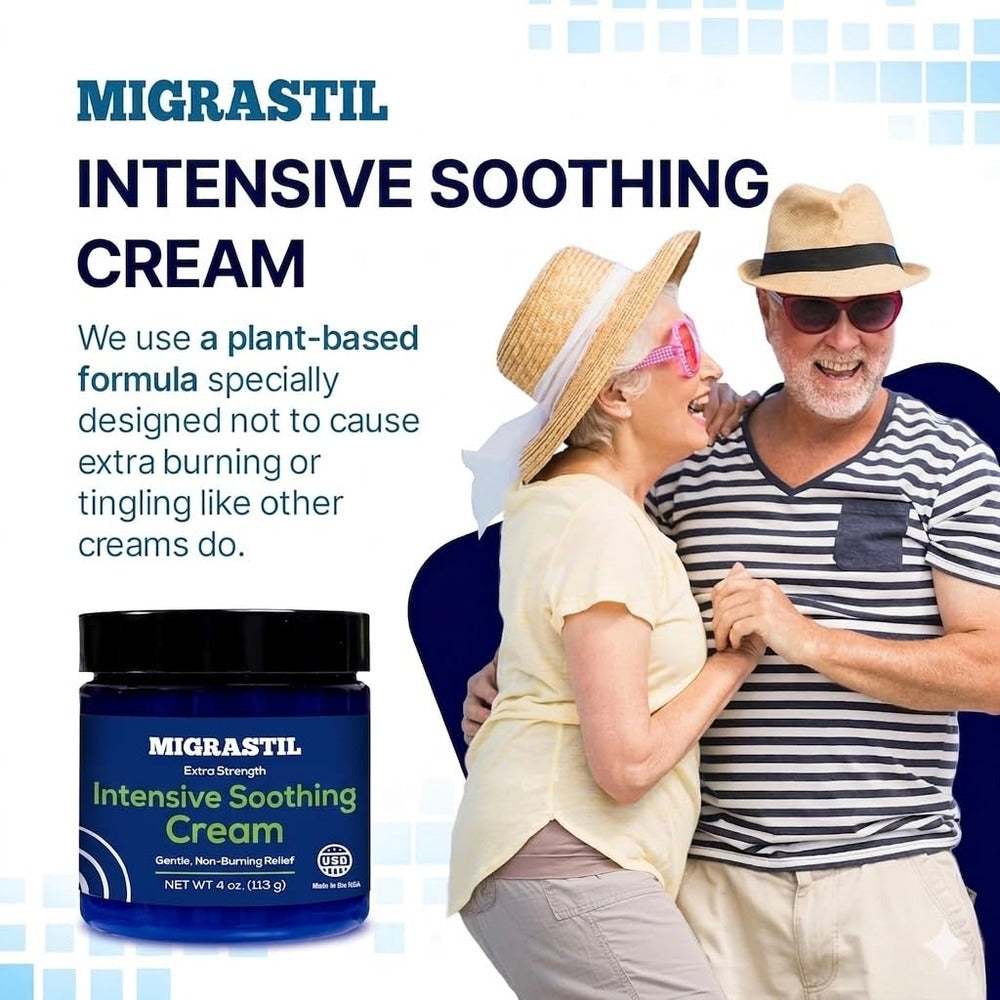 Basic Vigor Migrastil Extra Strength Soothing Cream for Feet, Legs, and Hands Cooling Comfort Formula. Made in The USA. Vegan and Cruelty-Free, Non-Greasy, Gentle, Non-Burning (4 oz.)